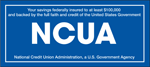 Your savings federally insured to at least $100,000 and backed by the full faith and credit of the United States Government National Credit Union Administration, a U.S. Government Agency. Click here to learn more.